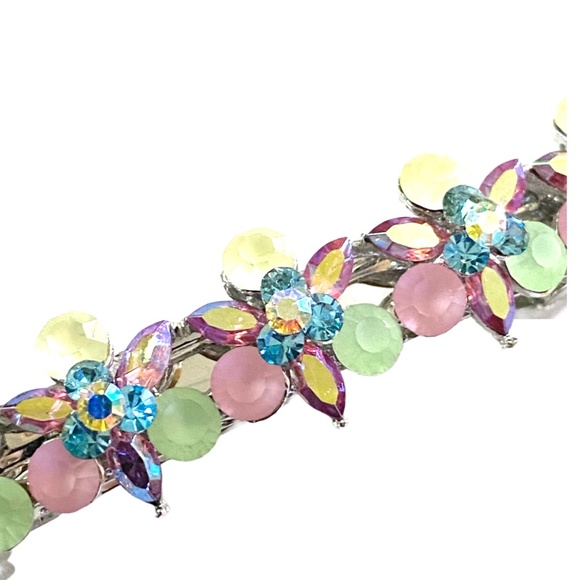 Sparkling Crystal Floral Barrette - Picture 3 of 6